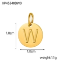 Polished 1.0cm stainless steel gold letter W charm pendant for DIY jewelry making - Letter W Round Tag (XP2573DW)