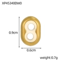 Golden oval stainless steel bead charm for DIY jewelry with dimensions 0.9cm x 0.6cm - Double Hole Oval Part (XP45340DW0)