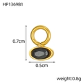 Ciondolo dorato con pietra sfaccettata ovale nera, 0,7 cm x 0,5 cm, peso 0,8 g - Stile Ovale Piccolo Dorato Strass Nero (HP1369B1)