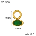 Ciondolo con gemma ovale verde in acciaio inossidabile dorato, misura 0,7 cm x 0,5 cm - Stile Ovale Piccolo Dorato Strass Verde (HP1369B3)