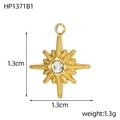 Pendente stella barocca in acciaio inossidabile con pietra di zircone scintillante - Stile Ottagramma Dorato Strass Bianco (HP1371B1)