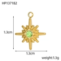 Ciondolo a stella in acciaio dorato con gemma verde centrale e misura di 1,3 cm - Stile Ottagramma Dorato Strass Verde (HP1371B2)