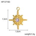 Ciondolo a stella dorata con gemma viola, misura 1,3 cm e peso di 1,3 g - Stile Ottagramma Dorato Strass Viola (HP1371B3)