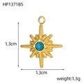 Pendente stella polare in acciaio dorato con zircone blu per gioielli fai da te - Stile Ottagramma Dorato Strass Blu (HP1371B5)