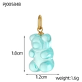 Detail showing dimensions of blue gummy bear pendant with gold ring and 1.8cm height - Sky Blue Bear Pendant With Ring (PJ00584B)
