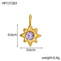 Ciondolo a stella dorato con zircone viola, peso 0,4 g e diametro di 0,6 cm - Stile Ottagramma Mini Dorato Strass Viola (HP1372B3)