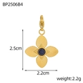 Bohemian gold flower pendant with blue lapis stone and lobster clasp for DIY jewelry - Four-leaf Flower Style-Lapis Lazuli Color (BP2506B4)