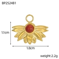 Golden sunburst pendant with center red stone and bow detail in bohemian style - Lotus Sunburst Style-Deep Red (BP2524B1)