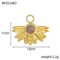 Golden lotus pendant with purple stone, 1.1cm x 1.8cm, weighing 2.2g, bohemian style accessory - Lotus Sunburst Style-Purple (BP2524B3)