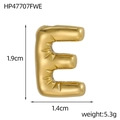 Macro view of golden puffy letter E pendant with sunburst texture details and dimensions - Bubble Letter E Pendant (HP47707FWE)