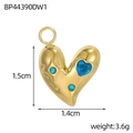 Golden stainless steel heart tarot pendant with blue crystals and 1.5cm dimensions - Heart Style Blue Stone (BP44390DW1)