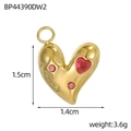Golden heart tarot pendant with pink gemstones and textured stainless steel finish - Heart Style Pink Stone (BP44390DW2)