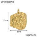 Gold-plated stainless steel devil eye pendant with size 1.6cm by 1.5cm and 2.7g weight - Gold Irregular Hammered Eye Style (ZP32188D0W0)