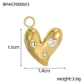 Golden heart tarot pendant with cubic zirconia stones, dimensions 1.5cm by 1.4cm - Heart Style Clear Stone (BP44390DW3)