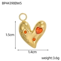 Pendentif cœur vintage doré avec pierres oranges et motif œil du diable - Style Cœur Pierre Orange (BP44390DW5)