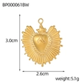 Detail view of sacred heart pendant with dimensions 3.0cm by 2.6cm and 5.1g weight - Radiant Heart Shape (BP000061BW)