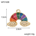 Dettaglio del ciondolo arcobaleno in smalto con strass bianchi e base in metallo dorato - Arcobaleno Nuvola Strass Colorati (WP3160B)