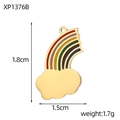 Vista dettagliata del ciondolo nuvola arcobaleno placcato 18K con misure 1,8cm e 1,5cm - Arcobaleno Nuvola Smalto Multicolore (XP1376B)