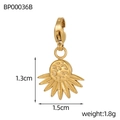 Detailed view of a golden sunflower pendant with lobster clasp, size 1.3cm x 1.5cm - Sunflower Shape Lobster Clasp Pendant (BP00036B)
