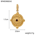 Detailansicht des Evil-Eye-Goldanhängers mit lila Zirkon und Maßangaben in cm - Violetter Strass (BP48596B2A2)