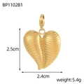 Detailed dimensions of 18K gold heart pendant with wave texture and lobster clasp - Wavy Heart Style (BP1102B1)