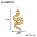 Polished gold snake charm dimensions showing 2.4cm height and 1.2cm width on white background - Gold S-Snake (AP39993D0W0)