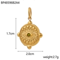 Detail of round gold evil eye pendant with green zircon and 2.0cm size marking - Green Rhinestone (BP48596B2A4)