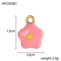 3D pink enamel flower charm with golden loop, measures 1.3cm by 1.0cm for DIY jewelry - Pink Five-Petal Flower Style (HP2203B1)