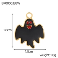Ghost charm dimensions and weight specifications of 1.8cm x 1.5cm for DIY jewelry - Black Enamel Red Eye Ghost Pendant (BP000038BW)