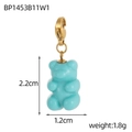 Detalle de colgante de osito azul cielo con cierre dorado y medidas del producto - Oso de Resina Translúcido Azul Cielo (BP1453B11W1)
