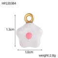 3D enamel flower charm pendant in white and pink finish with dimensions 1.3cm x 1.0cm - White Floral Style (HP2203B4)