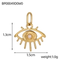 Detailed view of a gold Evil Eye pendant measuring 1.3cm x 1.5cm with a white bead inlay - Evil Eye Artificial Pearl Eyelash Pendant (BP00049D0W0)