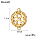 Baroque gold clover pendant with beaded edges and dual rings for DIY jewelry making - Hollow Clover Beaded Edge Pendant (BP00055B)