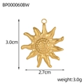 Detail view of 3.0cm vintage baroque sunflower pendant in gold stainless steel - 3D Sunflower Granular Center Pendant (BP000060BW)