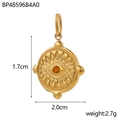 Detail view of a 2cm gold evil eye pendant with dimensions and weight 2.7g specs - Orange Rhinestone (BP48596B4A0)