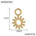 Detailed size view of vintage gold sun charm measuring 1.1cm by 0.8cm for DIY jewelry - Sun Bead Radiating Charm (BP000097BW)