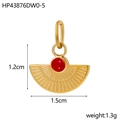 Macro view of a 1.2cm vintage gold fan-shaped pendant with red stone inlay - Red Natural Stone Fan Shaped Pendant (HP43876DW0-5)