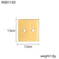 Polished gold square stainless steel charm with double holes, size 1.5cm x 1.5cm - Square Double Hole Style (PJ00115D)
