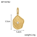 Pendente in acciaio dorato con zircone e raggiera, misura 1,7x1,2 cm, peso 2,4g - Moneta Stella Raggiante Strass Bianco (BP1947B2)