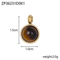 Vintage stainless steel sunflower pendant with tiger eye stone, size 1.5cm by 1.0cm - Tiger Eye Round Style (ZP36231D0K1)