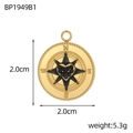 Ciondolo bussola dorato con cuore nero e zirconi incastonati misura 2,0cm e 5,3g - Bussola Cuore Strass Nero (BP1949B1)