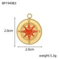 Ciondolo bussola in acciaio dorato con cuore rosso in zircone e smalto a stella - Bussola Cuore Strass Rosso (BP1949B3)