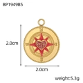 Ciondolo bussola dorato con stella cuore rosa e indicatori di direzione N S E W - Bussola Cuore Strass Rosa (BP1949B5)