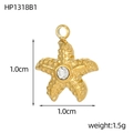 Ciondolo a stella marina dorata con zircone per collane fai-da-te da 1,0 cm - Stile Stella Marina Strass Bianco (HP1318B1)