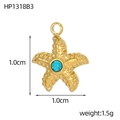 Ciondolo a stella marina dorata con zircone blu, diametro 1,0 cm e peso di 1,5 g - Stile Stella Marina Strass Blu (HP1318B3)