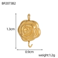 Makroaufnahme von rosengoldenem Schmuckverbinder, Maße 1,3 cm Höhe und 0,9 cm Breite - Gold Rose Blume Haken Stil (BP2073B2)