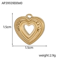 Detailed view of a 1.5cm golden stainless steel heart pendant with textured edges - Gold Double Heart (AP39939D0W0)