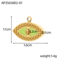 Colgante de ojo turco barroco en acero inoxidable dorado con esmalte verde claro - Ojo Turco Verde Claro(AP35658D2-01)