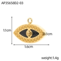 Colgante ojo turco dorado de acero inoxidable para collares DIY con marcas de dimensiones - Dije de Ojo Turco Negro(AP35658D2-03)