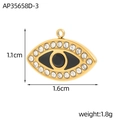 Colgante barroco de ojo de la suerte en acero inoxidable dorado con cristales - Estilo de Ojo de Strass Negro(AP35658D-3)